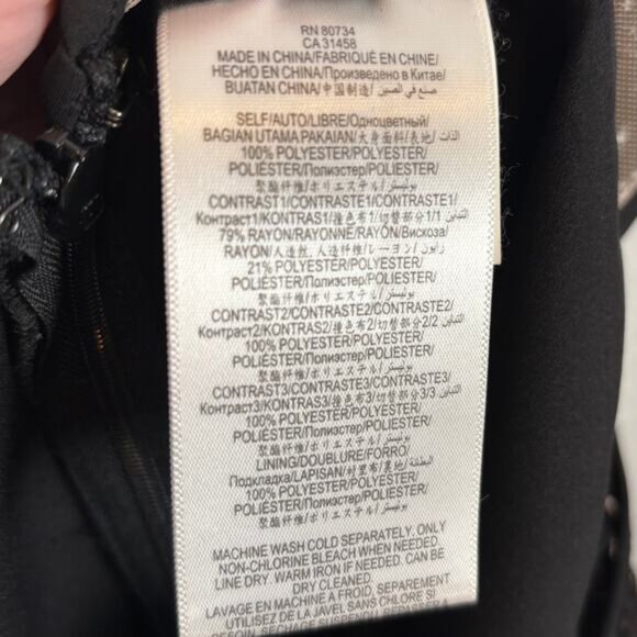 BCBGMaxazria Laden Lace Blocked Wide Leg Jumpsuit Black Size 6 - Picture 7 of 7